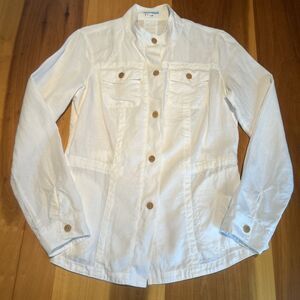 J McLaughlin Linen Safari Jacket. Small. White. Pockets. Washable